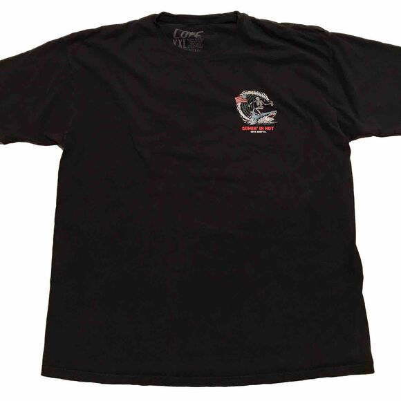 Barreling the Wave Surf COMING IN HOT Skeleton Shark Black 3XL Mens T Shirt - Picture 2 of 3